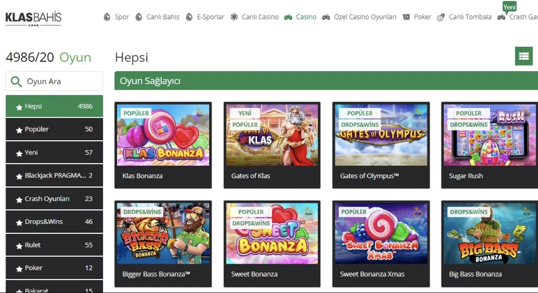 Klasbahis Casino Oyunları